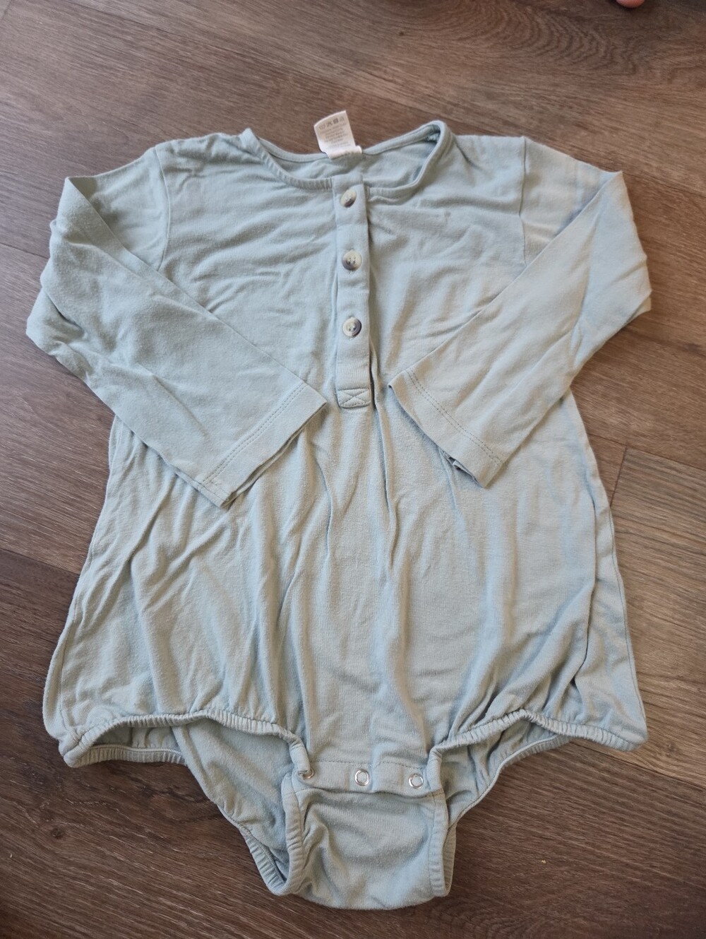 Kate Quinn Bamboo Nuetral Sagw Green Baby Toddler Long Sleeve Romper Bodysuit